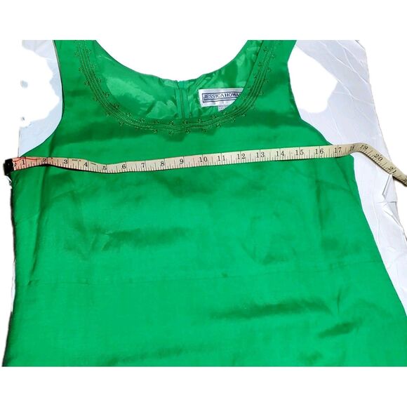 Green Linen Blend Shift Maxi Dress 8, Sleeveless Scoop Neck, Cottagecore Garden - Picture 7 of 13